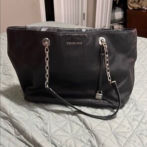 Michael Kors Black Leather Tote Bag
